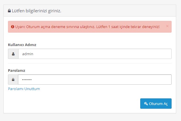 Opencart Login Deneme Sınırı Sıfırlama